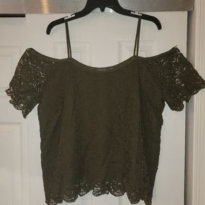 New york & Co Lace Cold-Shoulder Top Size - XL